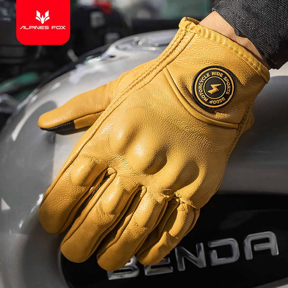 Retro Leather Motorcycle Glove - Motorcycle Gear Fox 评论和价格